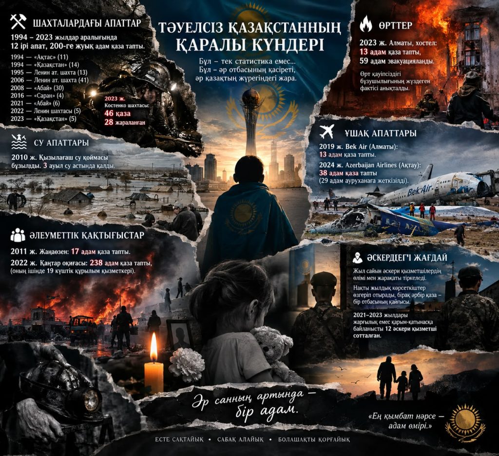 Тәуелсіз Қазақстанның тарихындағы қаралы күндер: жылдар өткенмен, қасірет ұмытылған жоқ